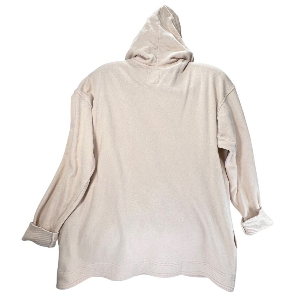 Aerie Beige Hooded Pullover Sweatshirt XS Buttons Pockets Womens Long Sleeve - Picture 3 of 16